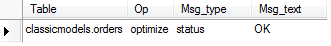 mysql optimize table statement